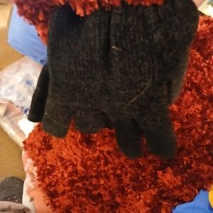 Black Knit Gloves N Scarf Set